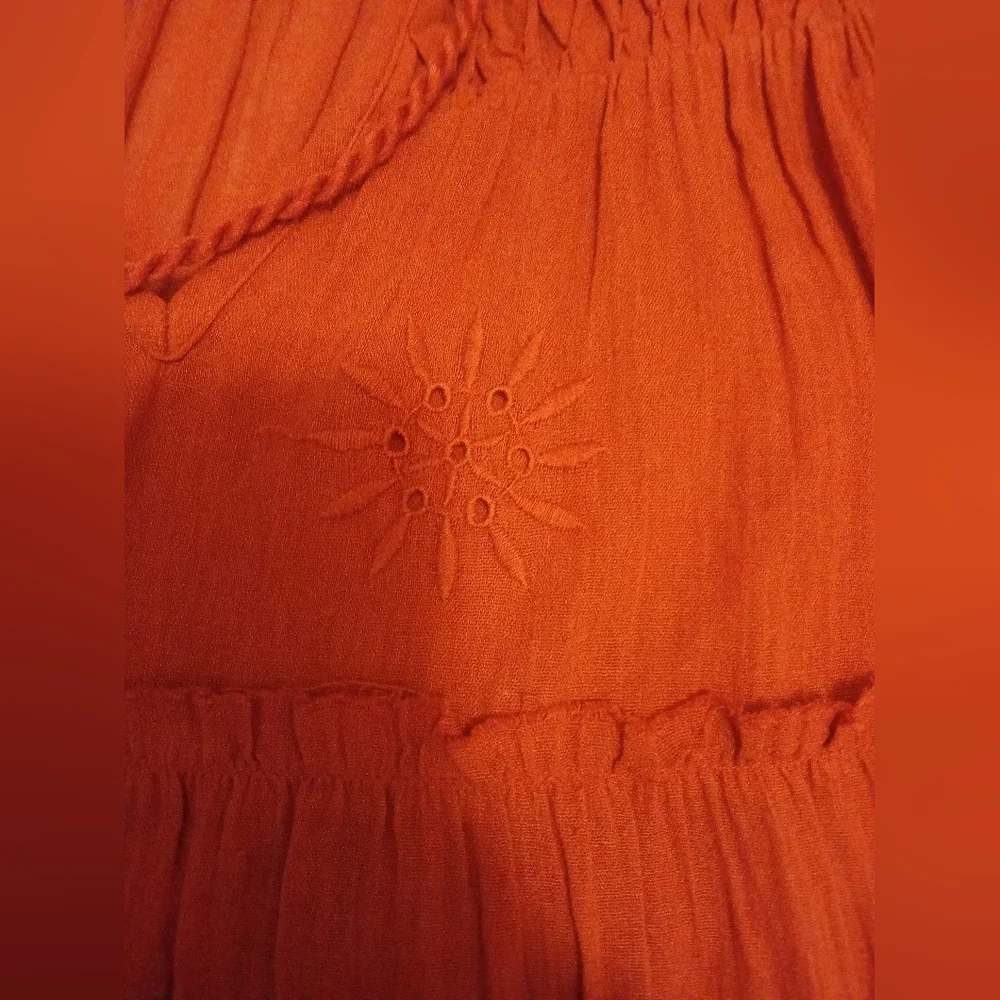 Free People Embroidery Celestial Skies Midi Dress W/Tassels In Burgundy XS - Picture 7 of 9